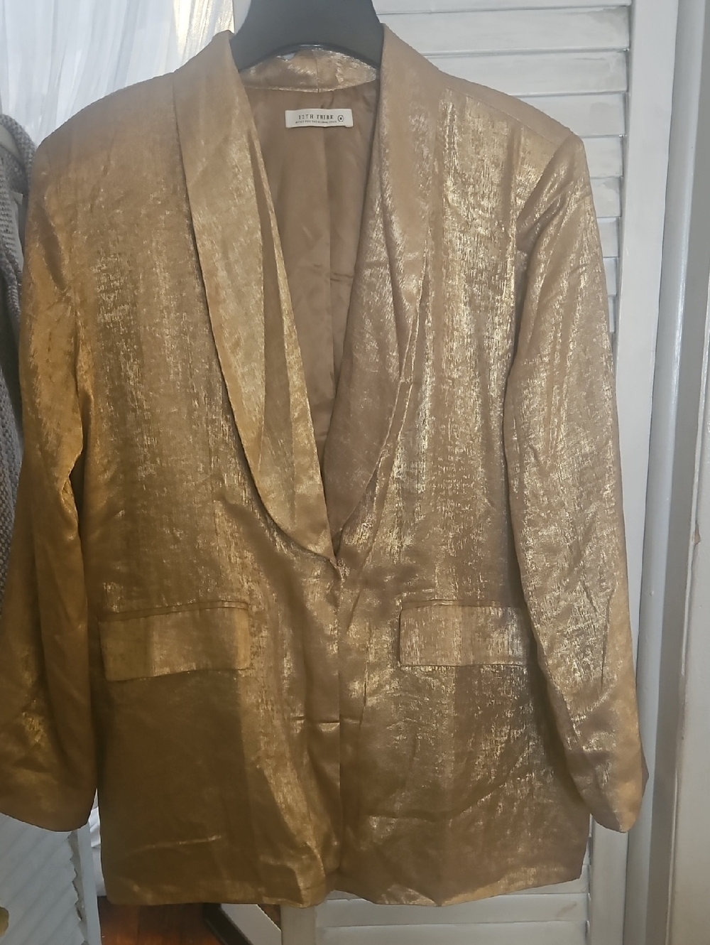 12th Tribe Gold Metallic Blazer Jacket